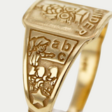 Anillo Graduación Kínder Búho Ancho Oro 10K