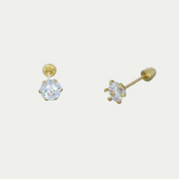 Broquel con Zirconia 4mm Oro 18K
