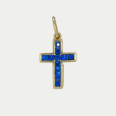 Cruz Piedritas Azules Oro 10K