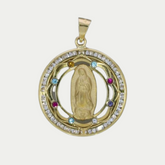 Virgen de Guadalupe Piedras Colores Oro 10K