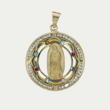 Virgen de Guadalupe Piedras Colores Oro 10K