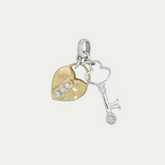 Dije Corazon y Llave con Diamantes .05 puntos Oro 14K