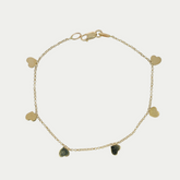 Pulsera Corazones Oro 14K