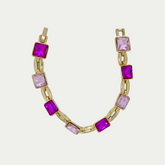 Pulsera Rosa Chapa de Oro