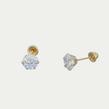 Broquel Zirconia 6mm Oro 14K