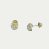 Broquel Corazon Bisel Grabado 5mm Oro 10K