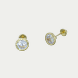 Broquel Zirconia Bisel Grabado 6mm Oro 10K