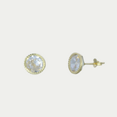 Broquel Zirconia Bisel Grabado 8mm Oro 10K