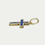 Cruz Piedritas Azules Oro 10K