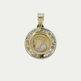 Medalla Bautizo con zirconias 1.8cm Oro 10K