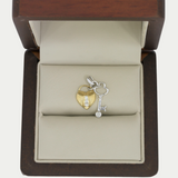 Dije Corazon y Llave con Diamantes .05 puntos Oro 14K