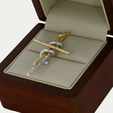 Cruz Espiral Oro 14K