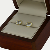 Broquel Zirconia Bisel Grabado 8mm Oro 10K