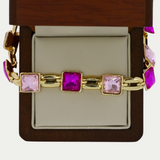 Pulsera Rosa Chapa de Oro