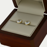 Broquel Corazon Bisel Grabado 8mm Oro 10K