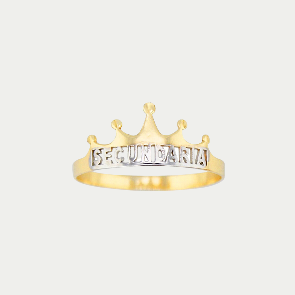 Anillo Graduación Secundaria Coronita Oro 10K