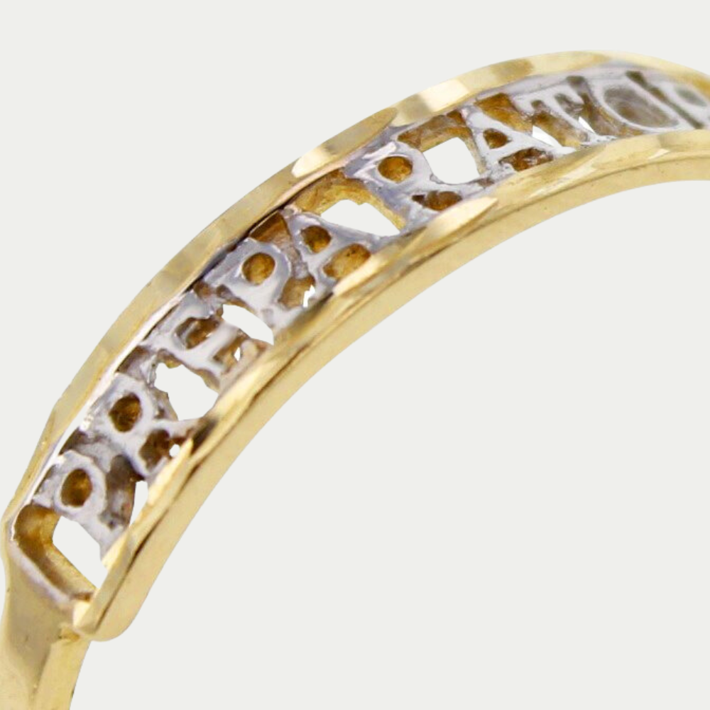 Anillo Graduación Preparatoria Sencillo Combinado Oro 10K