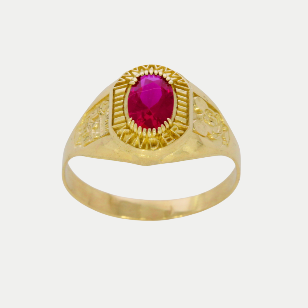 Anillo Graduación Kínder Piedra Ext Grande Oro 10K