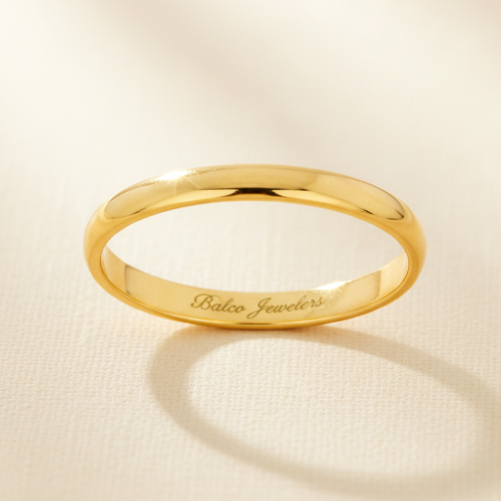 Argolla Oro 14K Media Caña Sólida EF009