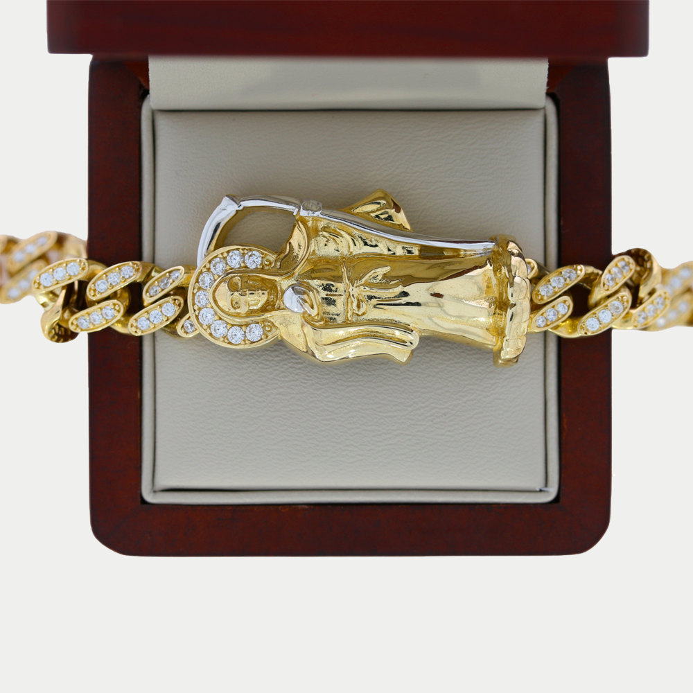 Pulsera S. Muerte con zirconias Oro 10K