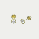 Broquel Zirconia Bisel Grabado 4mm Oro 14K