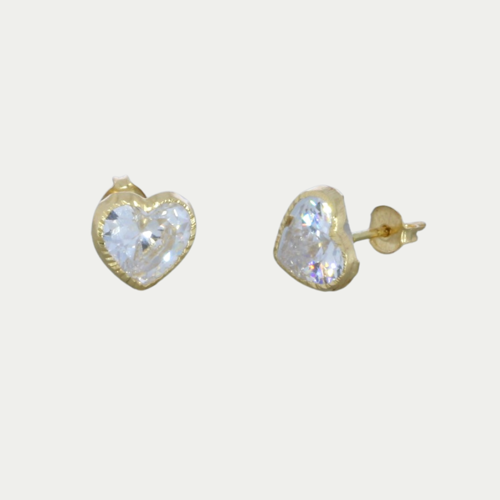 Broquel Corazon Bisel Grabado 8mm Oro 10K